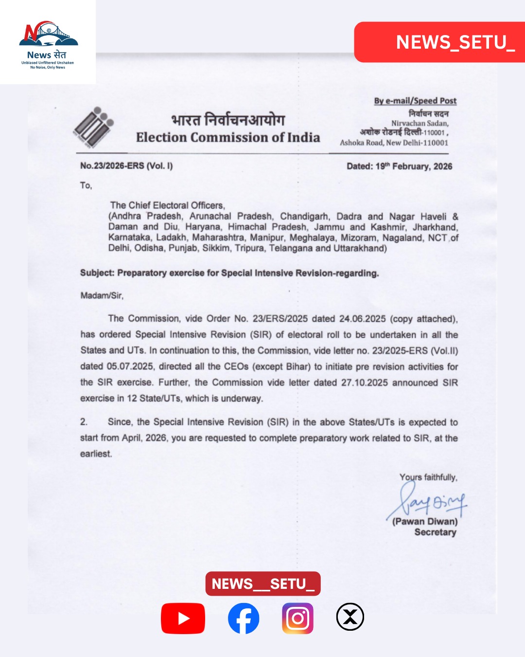 Election Commission Calls for Preparatory Work Ahead of Special Intensive Revision