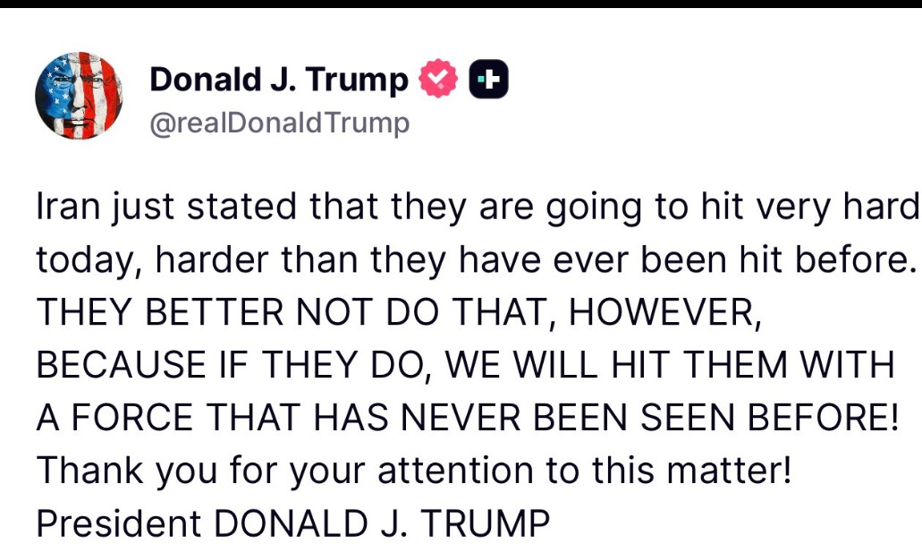 Trump Warns Iran Not to Attack, Says U.S. Will Respond Strongly