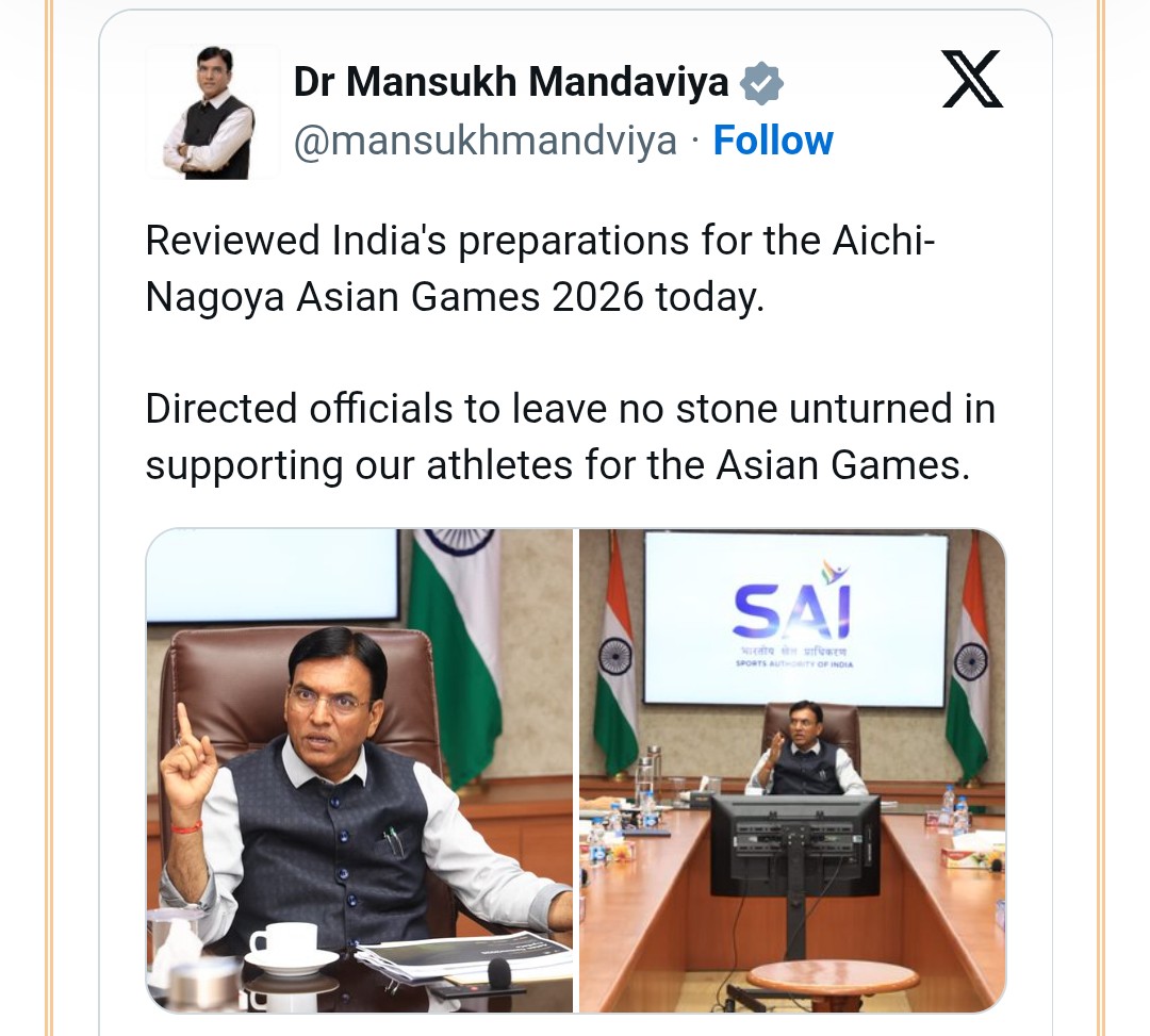 India Intensifies Preparations for 2026 Asian Games, Mandaviya Reviews Progress