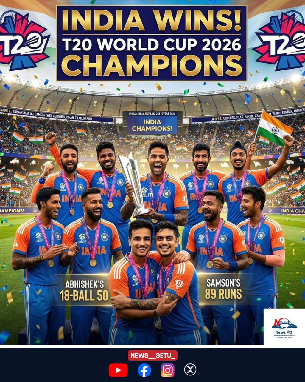 India Crowned Champions After Dominant T20 World Cup Victory