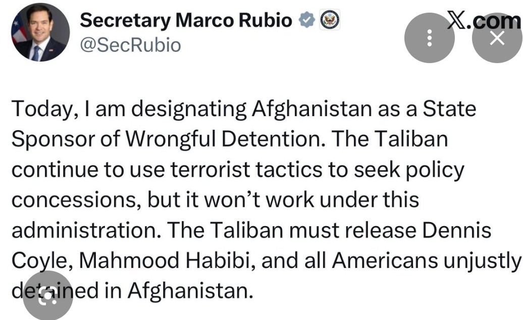 U.S. Designates Afghanistan as State Sponsor of Wrongful Detention