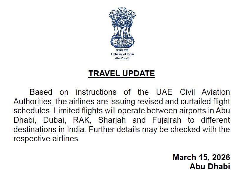 Travel Advisory Issued as UAE Curtails Flight Schedules to India