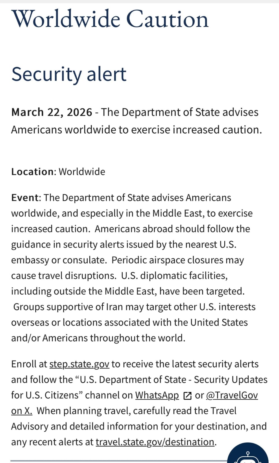 US Issues Global Advisory Urging Citizens to Exercise Caution Amid Rising Middle East Tensions