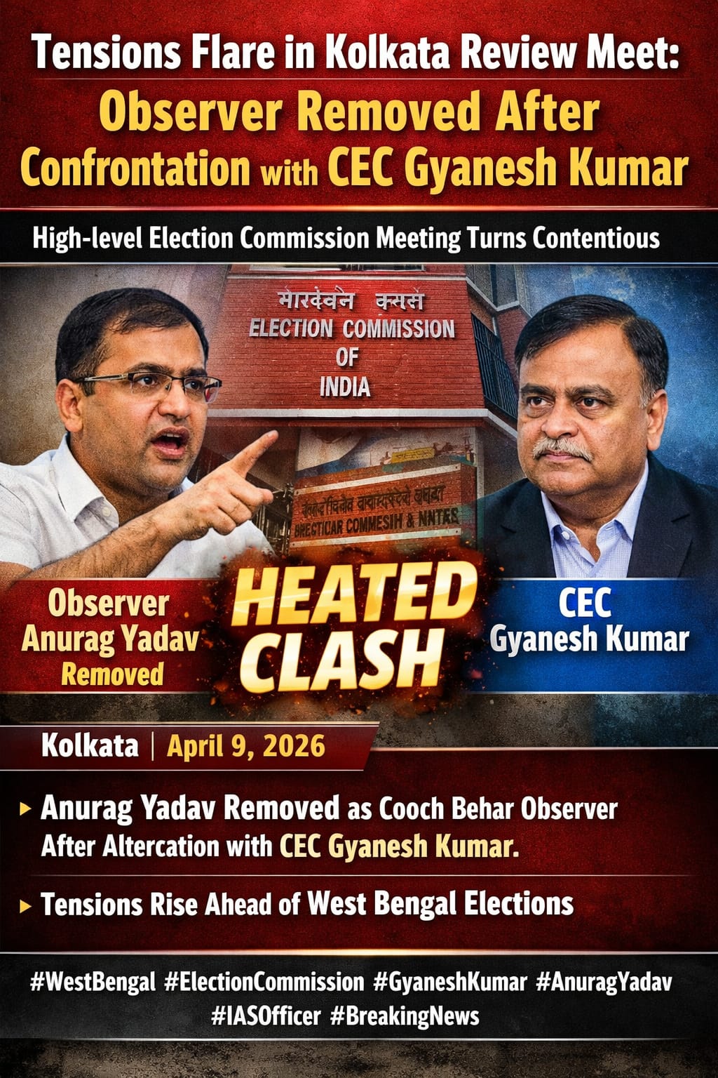 Tensions Flare in Kolkata Review Meet: Observer Removed After Confrontation with CEC Gyanesh Kumar