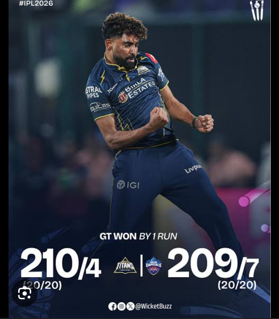 GT Clinch Thrilling 1-Run Victory Over DC in Last-Ball Drama