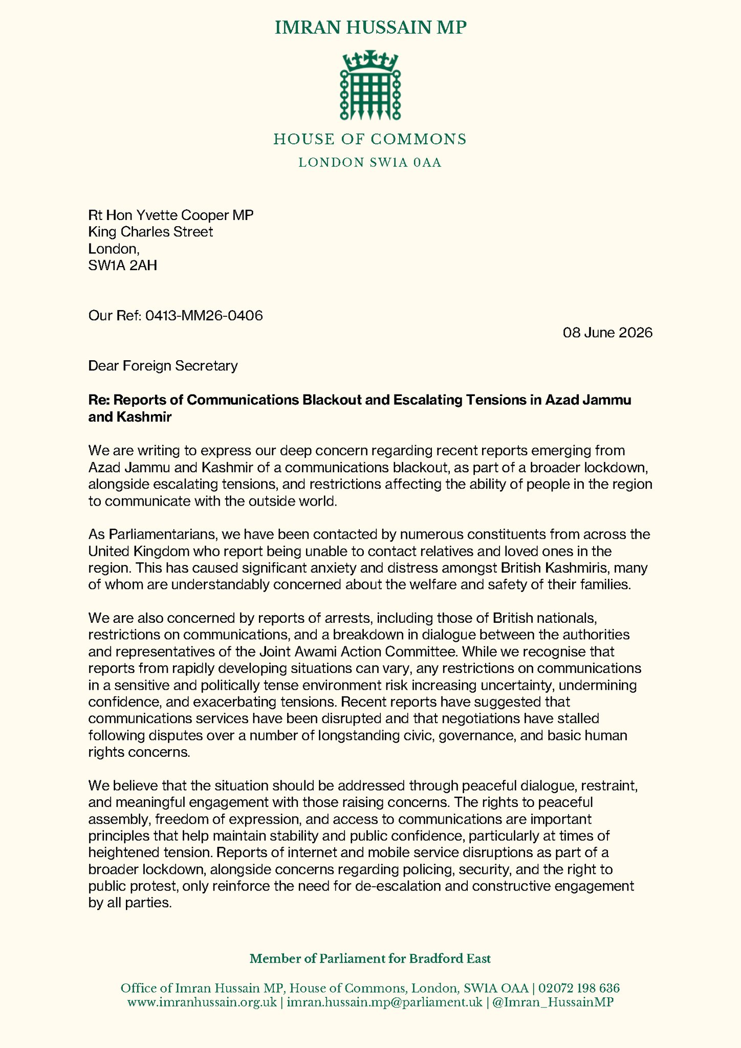 UK MPs Raise Concern Over Communications Blackout in Azad Jammu and Kashmir