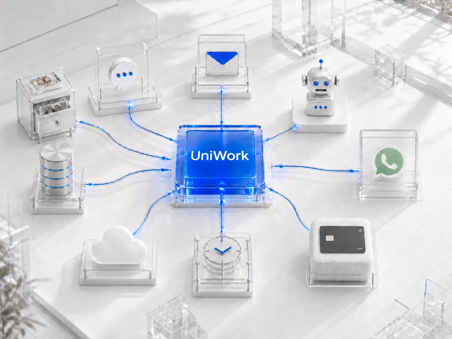 Processos automatizados com IA conectando atendimento e fluxo de dados