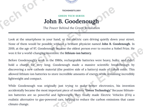 Preview: John B. Goodenough Worksheet   Green Tech Series