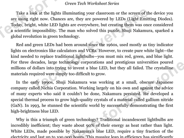 Preview: Shinju Nakamura   Green Tech   High School Worksheet