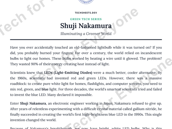 Preview: Shuji Nakamura Worksheet   Green Tech Series
