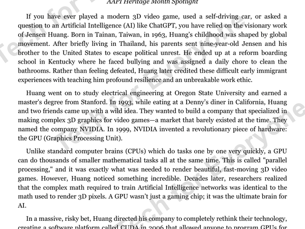 Preview: AAPI Heritage Month  Jensen Huang   Worksheet