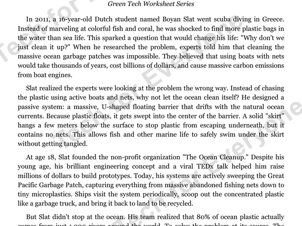 Preview: Green Tech Series  Boyan Slat   Worksheet