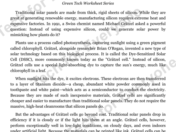 Preview: Green Tech Series  Michael GräTzel   Worksheet