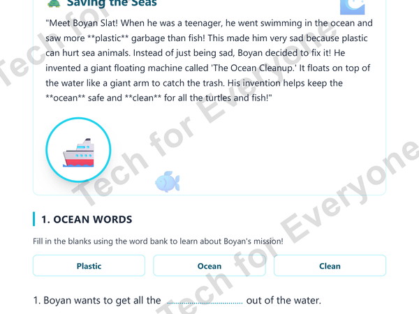 Preview: Boyan Slat  The Ocean Protector   Green Tech Worksheet