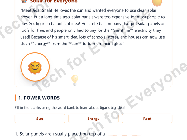 Preview: Jigar Shah  The Solar Idea Master   Green Tech Worksheet