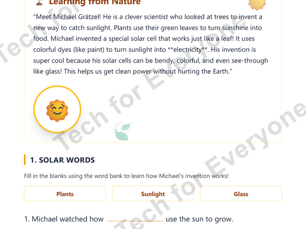 Preview: Michael GräTzel  The Solar Scientist   Green Tech Worksheet