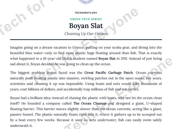 Preview: Boyan Slat Worksheet   Green Tech Series