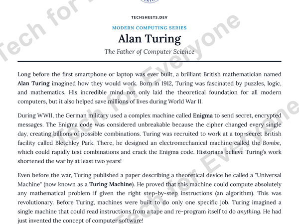 Preview: Alan Turing Worksheet   Modern Computing Series MS