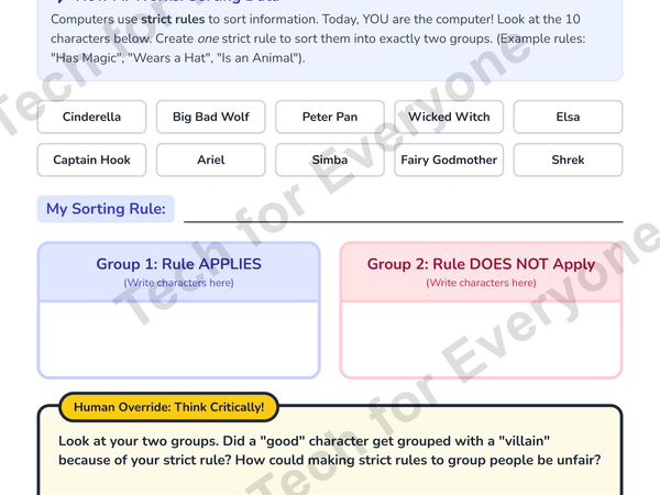 Preview: Grades 3 5 AI Explorers Worksheet