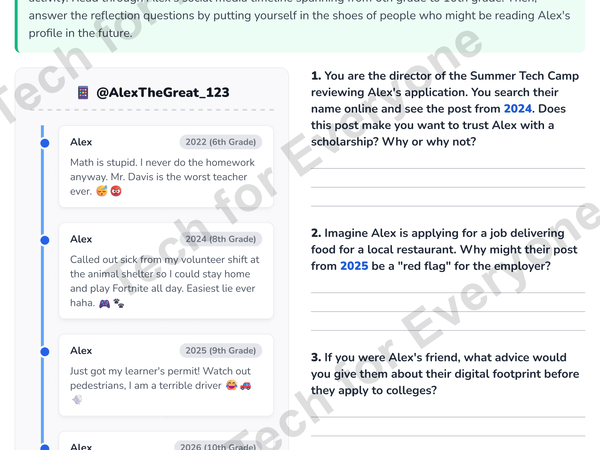 Preview: DIgital Footprint Map Worksheet Middle School