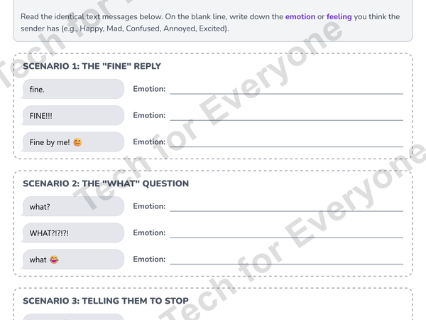 Preview: Decoding Text Tones Worksheet Upper Elementary