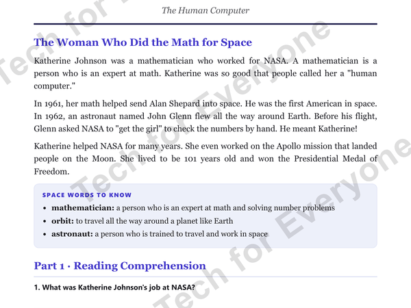 Preview: Katherine Johnson: Space Tech (Upper Elementary)