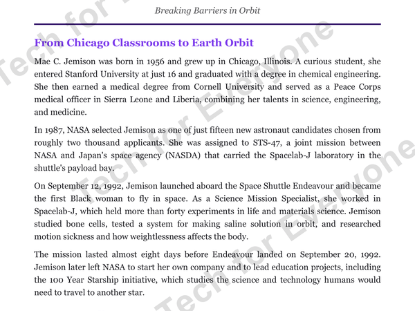 Preview: Mae C. Jemison: Space Tech (Middle School)