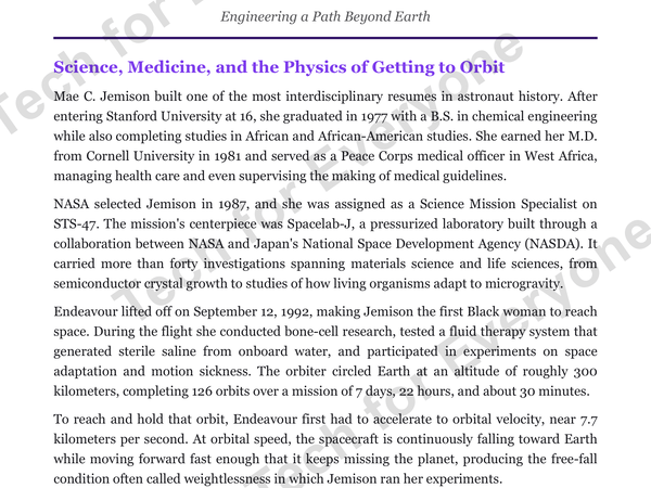 Preview: Mae C. Jemison: Space Tech (High School)