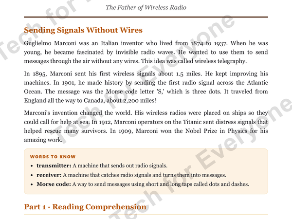 Preview: Guglielmo Marconi: Web & Wireless Tech (Upper Elementary)