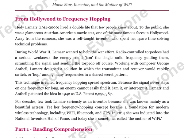 Preview: Hedy Lamarr: Web & Wireless Tech (Middle School)