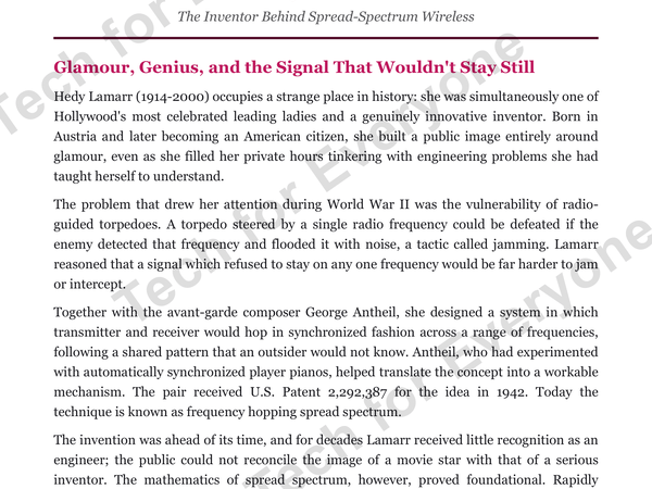 Preview: Hedy Lamarr: Web & Wireless Tech (High School)