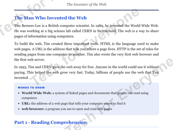 Preview: Tim Berners-Lee: Web & Wireless Tech (Upper Elementary)