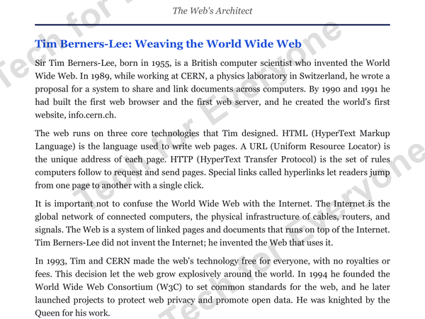 Preview: Tim Berners-Lee: Web & Wireless Tech (Middle School)