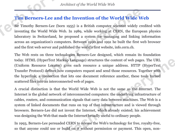 Preview: Tim Berners-Lee: Web & Wireless Tech (High School)