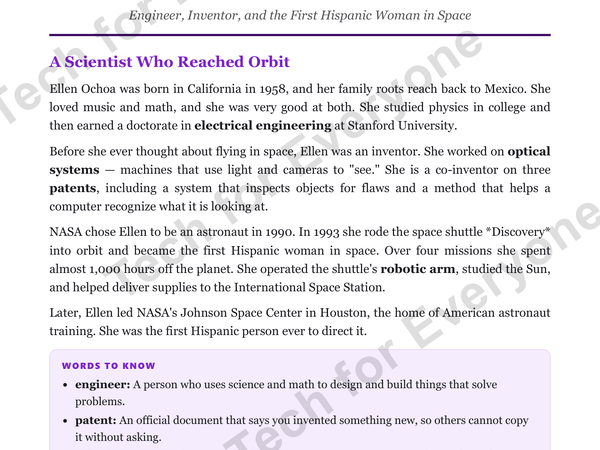 Preview: Ellen Ochoa: Hispanic Heritage Month (Upper Elementary)