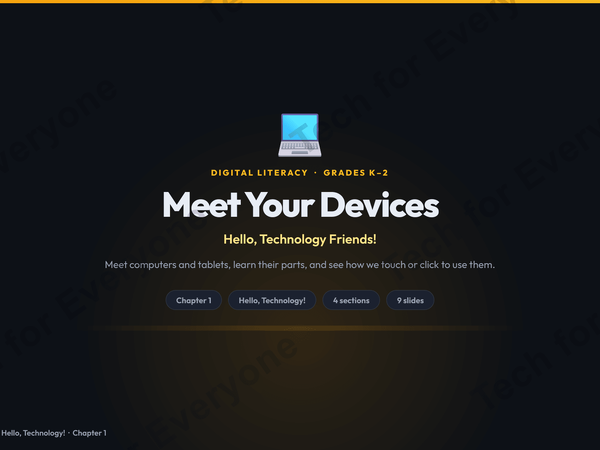 Preview: Digital Literacy Slides: Hello, Technology! — Lower Elementary (K–2nd)