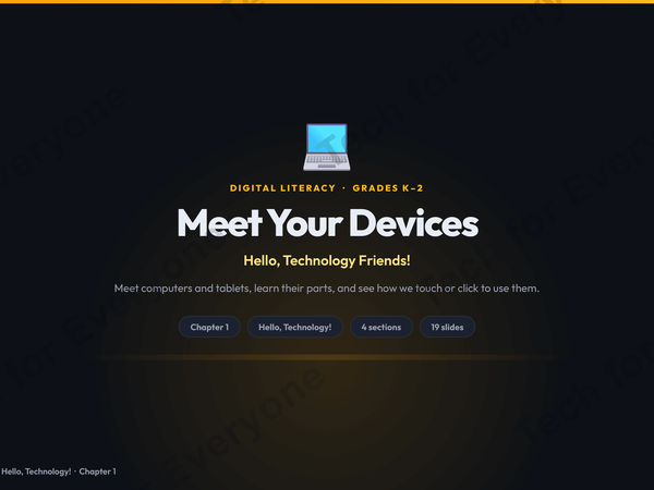 Preview: Digital Literacy Video Slides: Hello, Technology! — Lower Elementary (K–2nd)
