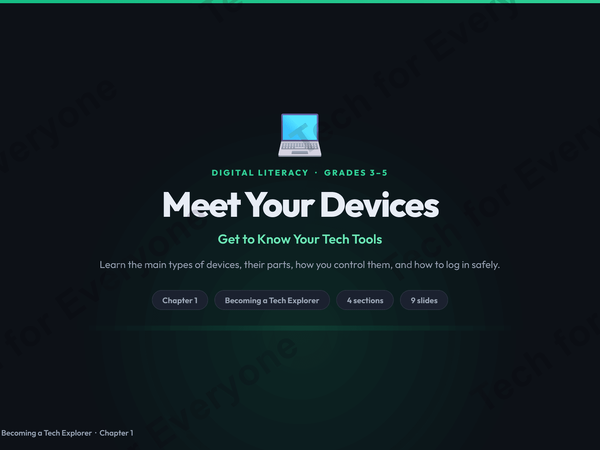 Preview: Digital Literacy Slides: Becoming a Tech Explorer — Upper Elementary (3rd–5th)
