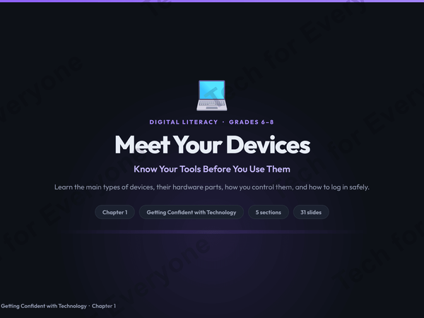 Preview: Digital Literacy Video Slides: Getting Confident with Technology — Middle School (6th–8th)