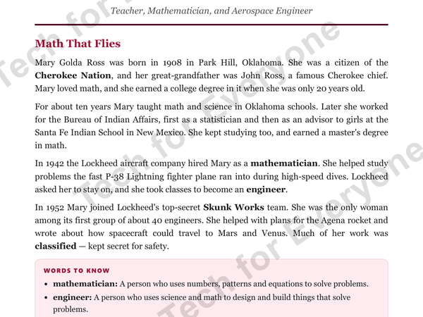 Preview: Mary Golda Ross: Native American Heritage Month (Upper Elementary)