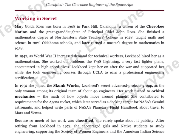 Preview: Mary Golda Ross: Native American Heritage Month (Middle School)