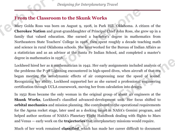 Preview: Mary Golda Ross: Native American Heritage Month (High School)