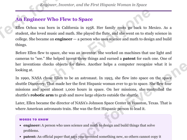 Preview: Ellen Ochoa: Hispanic Heritage Month (Upper Elementary)