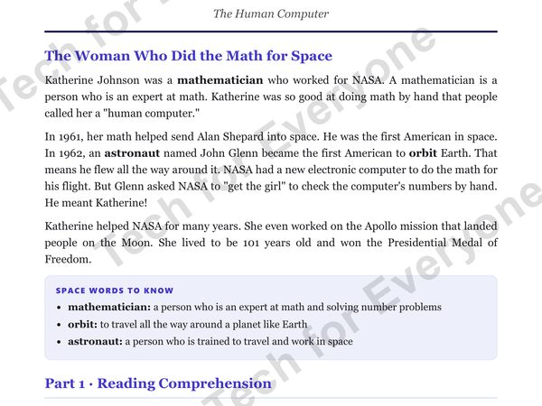 Preview: Katherine Johnson: Space Tech (Upper Elementary)