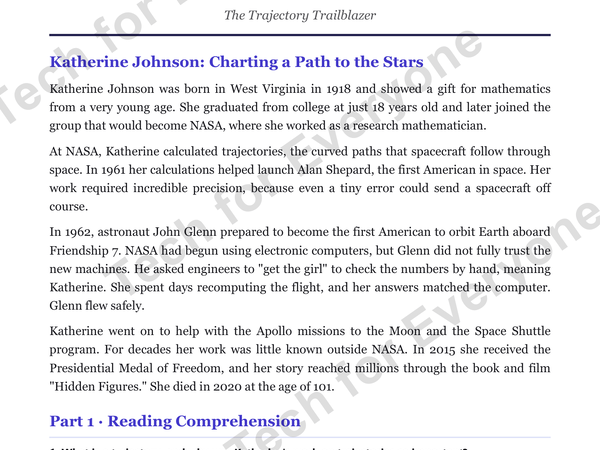 Preview: Katherine Johnson: Space Tech (Middle School)