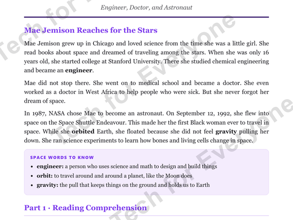 Preview: Mae C. Jemison: Space Tech (Upper Elementary)