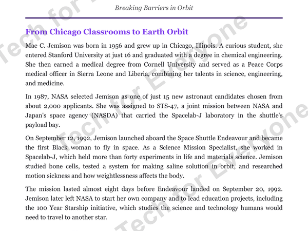 Preview: Mae C. Jemison: Space Tech (Middle School)