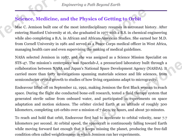 Preview: Mae C. Jemison: Space Tech (High School)