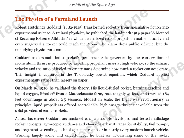 Preview: Robert H. Goddard: Space Tech (High School)