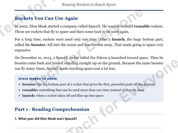 Preview: Elon Musk & SpaceX: Space Tech (Upper Elementary)